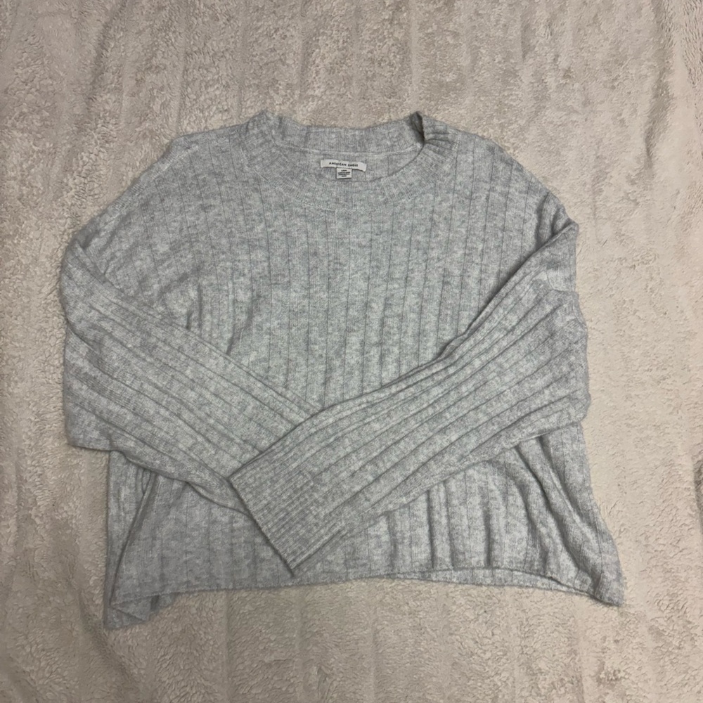 American Eagle Outfitters Light Gray Knit Top